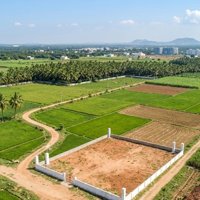 Aerial view, plotted land, Coimbatore