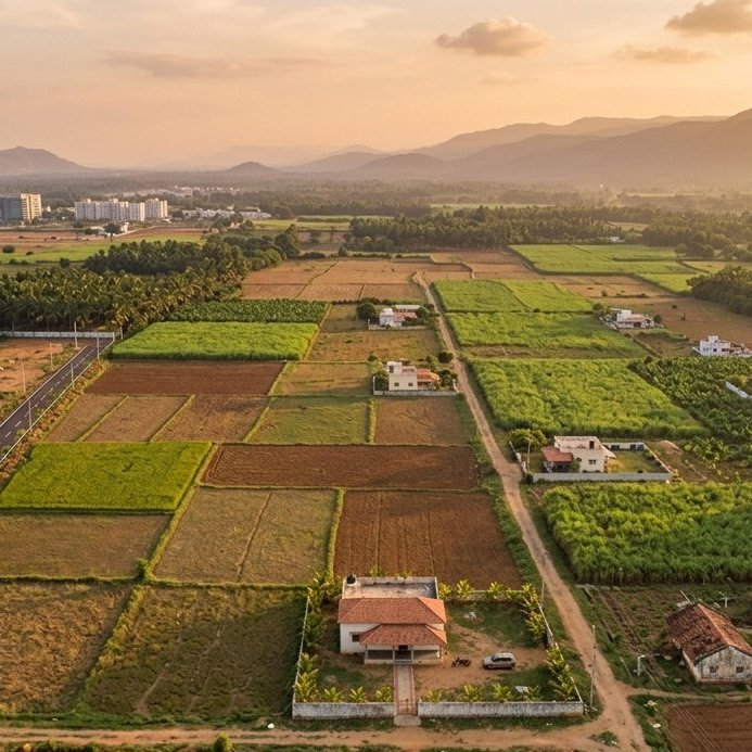 Aerial view, villa cluster, Kalapatti